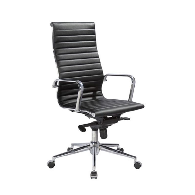 Πολυθρόνα Διευθυντή 57x62x110/118cm Μέταλλο Χρώμιο - PU Μαύρο