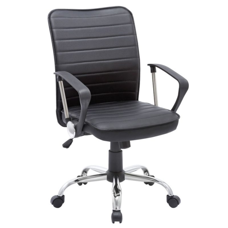 Πολυθρόνα Γραφείου 60x62x93/103cm Μέταλλο Βάση Χρώμιο - Pvc Μαύρο