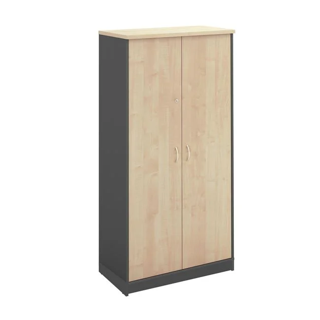 ΝΤΟΥΛΑΠΑ-Α Γραφείου 80x40x172cm Δίφυλλη, 4 Ράφια, Απόχρωση Dark Grey - Beech