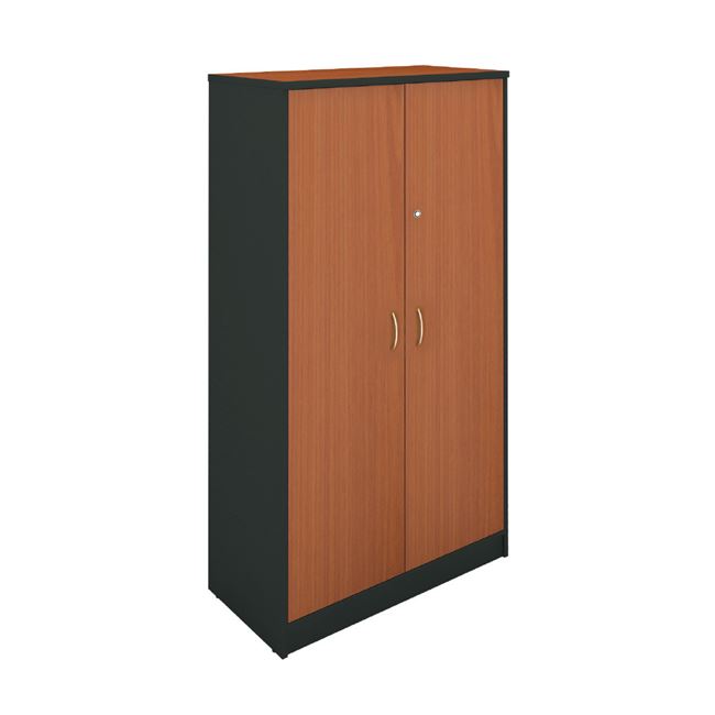 ΝΤΟΥΛΑΠΑ-Α Γραφείου 80x40x172cm Δίφυλλη, 4 Ράφια, Απόχρωση Dark Grey - Cherry