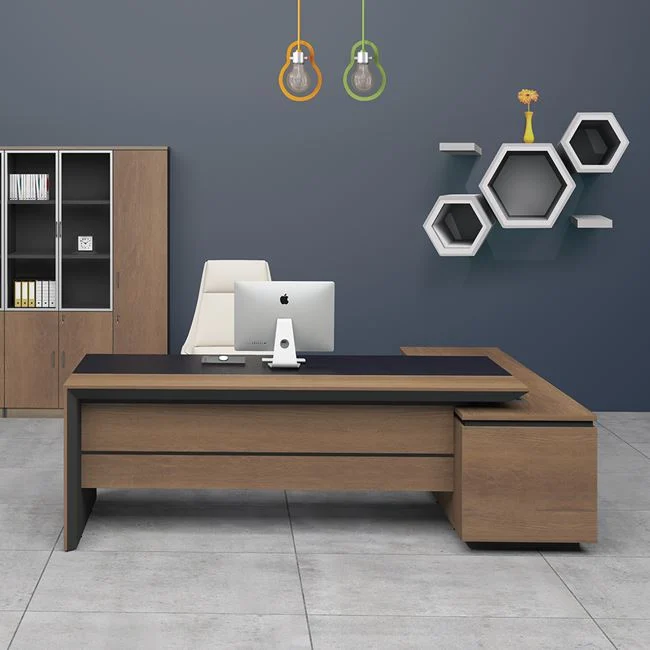 PROLINE  Γραφείο 200x85/180x40 cm Αριστερή Γωνία Απόχρωση Καρυδί Δρυς - Μαύρο