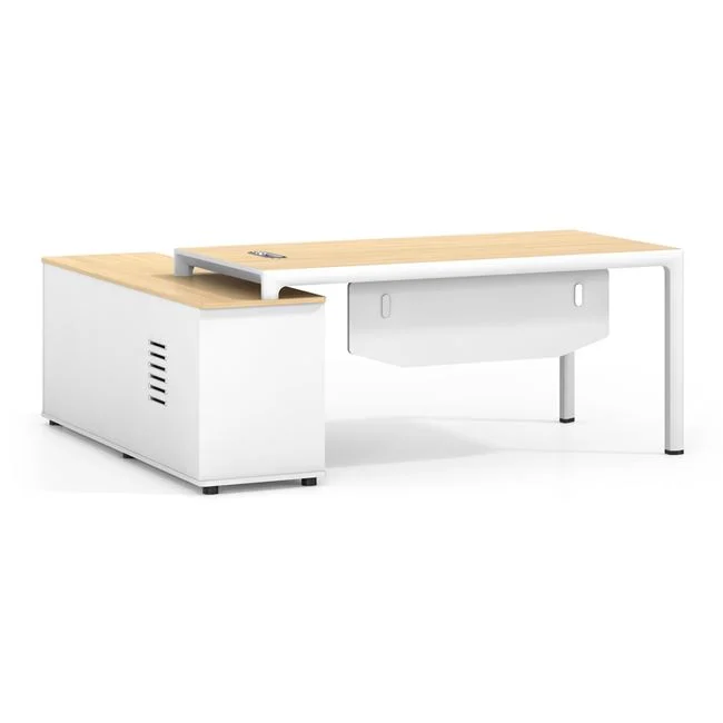 THESIS Γραφείο 180x80x75/160x40x65cm Αναστρέψιμη Γωνία, Απόχρωση Beech - Άσπρο