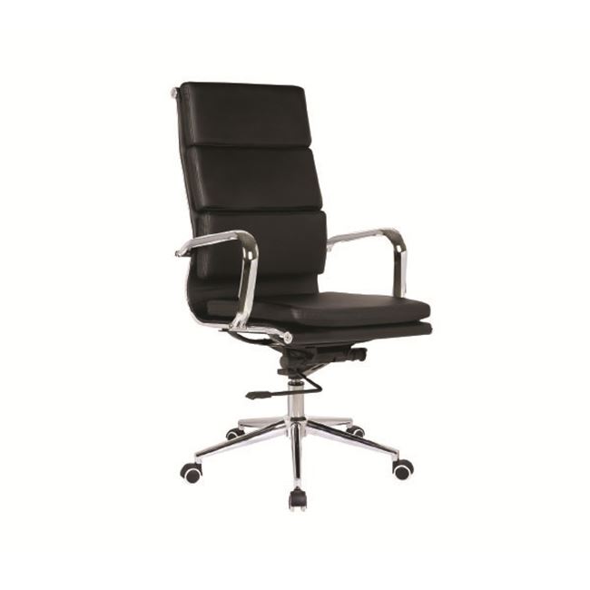 Πολυθρόνα Διευθυντή 55x66x116/126cm Μέταλλο Χρώμιο - PU Μαύρο