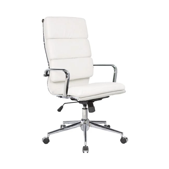 Πολυθρόνα Διευθυντή 55x66x116/126cm Μέταλλο Χρώμιο - PU Άσπρο