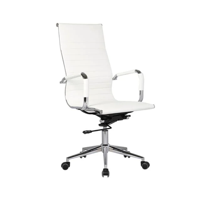 Πολυθρόνα Γραφείου 55x64x108/118cm Διευθυντή, Μέταλλο Βάση Χρώμιο PU Άσπρο