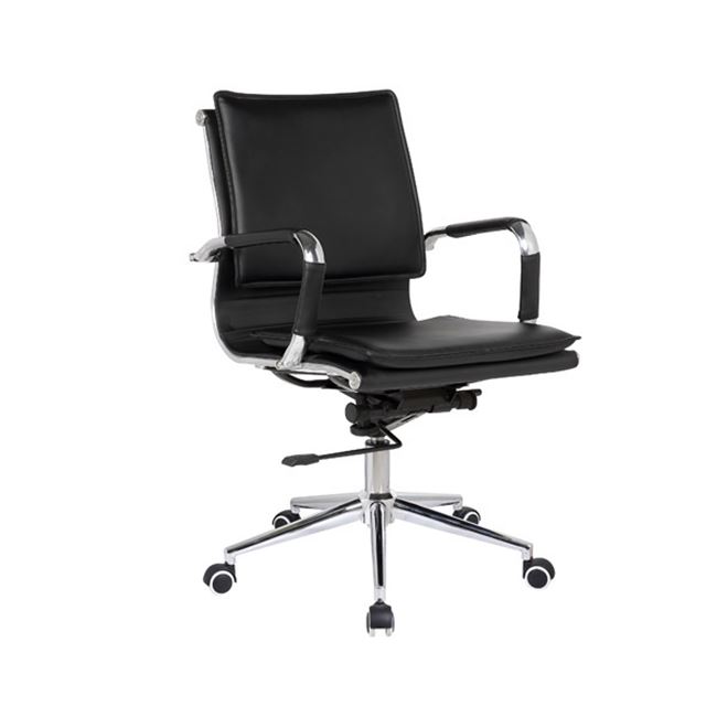 Πολυθρόνα Γραφείου 55x63x95/105cm Μέταλλο Βάση Χρώμιο - PU Μαύρο