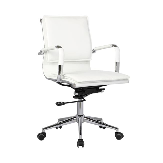 Πολυθρόνα Γραφείου  55x63x95/105cm Μέταλλο Βάση Χρώμιο - PU Άσπρο