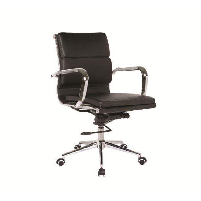Πολυθρόνα Γραφείου 55x63x95/105cm Μέταλλο Χρώμιο, PU Μαύρο