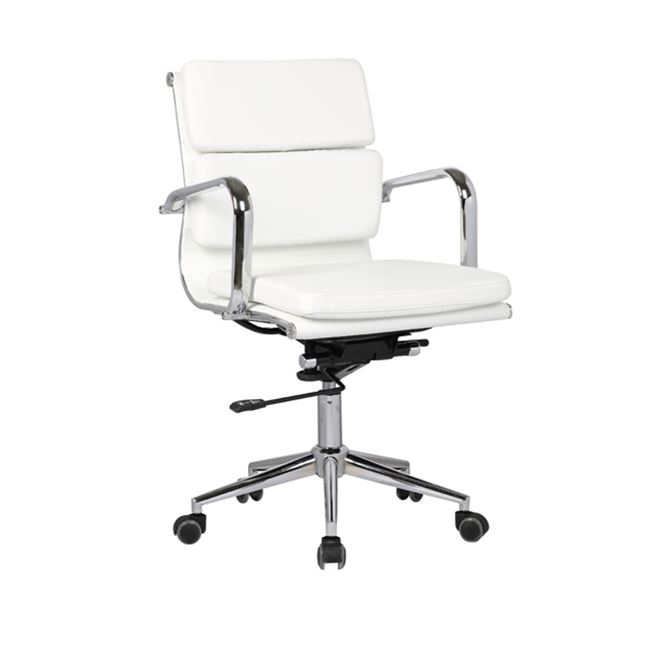 Πολυθρόνα Γραφείου 55x63x95/105cm Μέταλλο Χρώμιο, PU Άσπρο