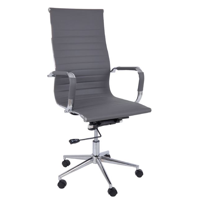 Πολυθρόνα Γραφείου  55x64x108/118cm Διευθυντή, Μέταλλο Βάση Χρώμιο PU Γκρι