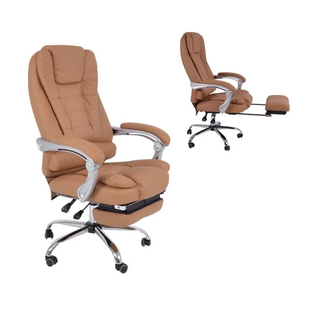 Relax Πολυθρόνα Γραφείου 67x72x120/128cm Διευθυντή, με Υποπόδιο, Βάση Χρώμιο,PU Μπεζ
