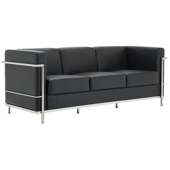 Καναπές GENOVA 3Θέσιος, Inox Pu Μαύρο,188x73x71cm