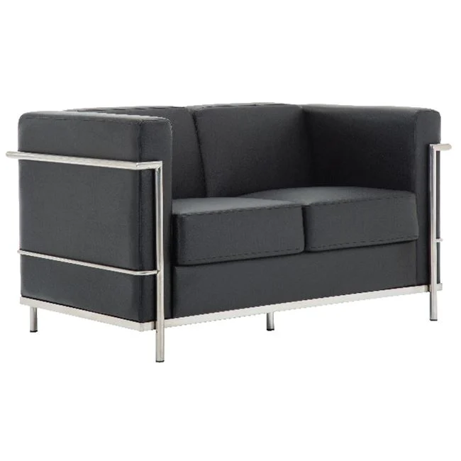 Καναπές GENOVA 2Θέσιος, Inox Pu Μαύρο,130x73x71cm