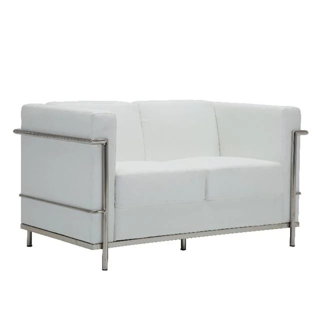 Καναπές GENOVA  2Θέσιος, Inox - Pu Άσπρο  ,130x73x71cm