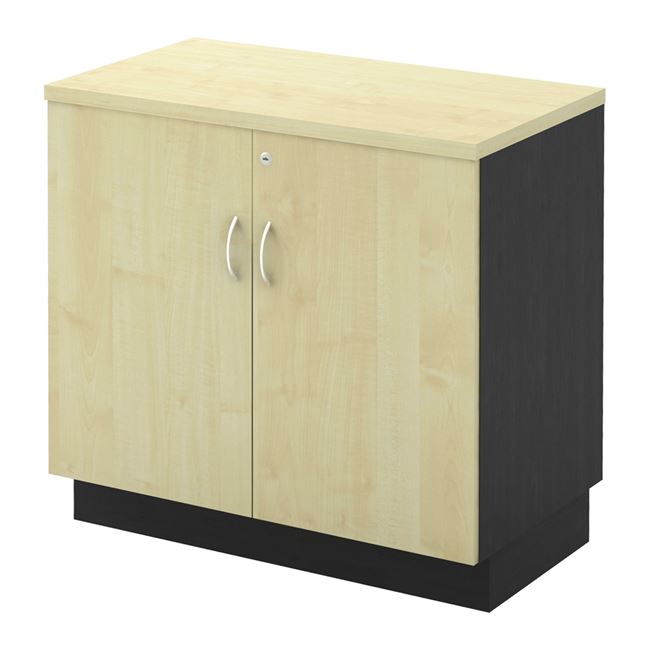 ΝΤΟΥΛΑΠΙ Χαμηλό Γραφείου 80x45x75cm Δίφυλλο με 2 Ράφια, Απόχρωση Dark Grey - Beech