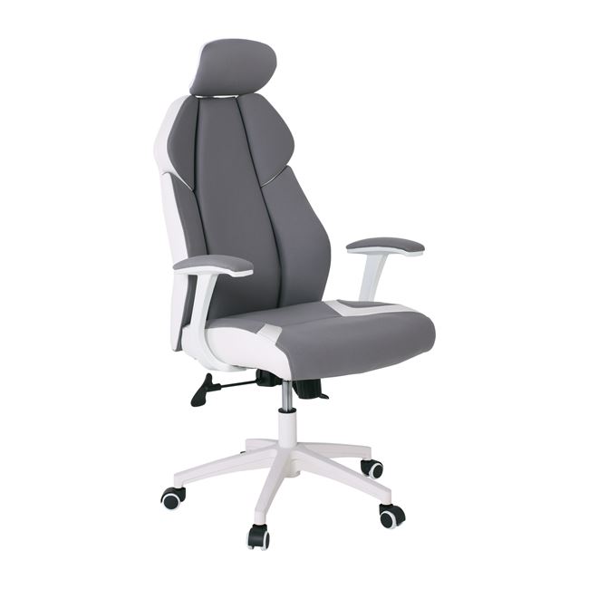 Πολυθρόνα Γραφείου Διευθυντή 64x72x122/130cm , Microfiber Γκρι PU Άσπρο