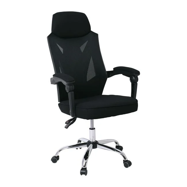 Πολυθρόνα Relax Γραφείου Διευθυντή 65x64x118/126cm, Βάση Χρώμιο, PP Μαύρο, Mesh Μαύρο