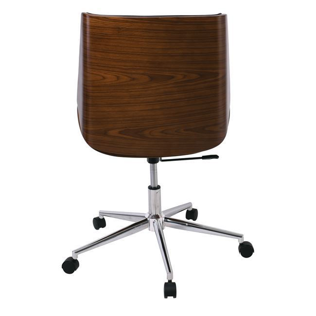 Πολυθρόνα Γραφείου 65x66x87/95cm Μέταλλο Χρώμιο Καρυδί - Pu Μαύρο - Image 4