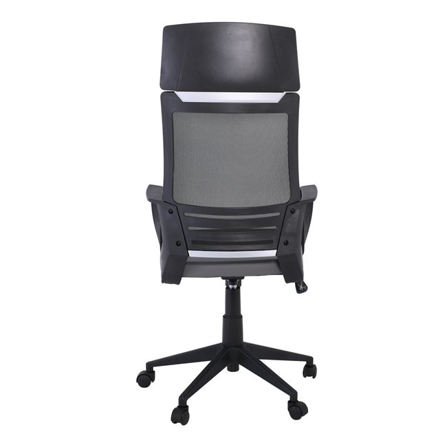Πολυθρόνα Γραφείου Διευθυντή 58x62x116/126cm Mesh Μαύρο - Pu Γκρι - Image 4
