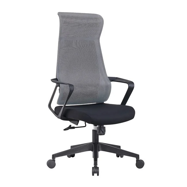 Πολυθρόνα Γραφείου Διευθυντή 73x67x118/128cm , Mesh Γκρι, Ύφασμα Μαύρο