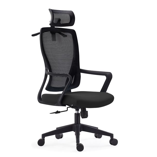 Πολυθρόνα Γραφείου Διευθυντή 68x63x110/120cm, Mesh Μαύρο, Ύφασμα Μαύρο