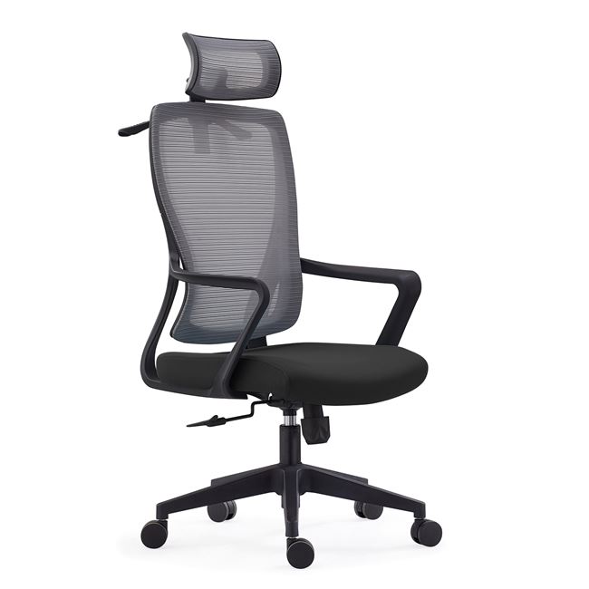 Πολυθρόνα Γραφείου Διευθυντή 68x63x110/120cm , Mesh Γκρι, Ύφασμα Μαύρο