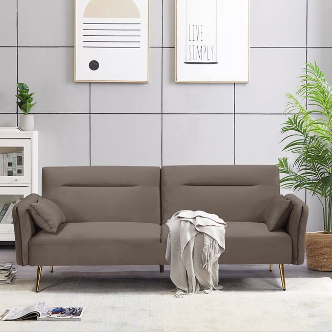 Καναπές - Κρεβάτι FLICK , Sofa:211x87x81-Bed:211x111x40, 3Θέσιος Ύφασμα Velure Καφέ - Image 3