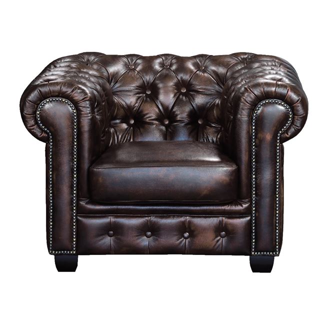 Πολυθρόνα Σαλονιού CHESTERFIELD Birmingham,Δέρμα Απόχρωση Καφέ,241x92x74cm
