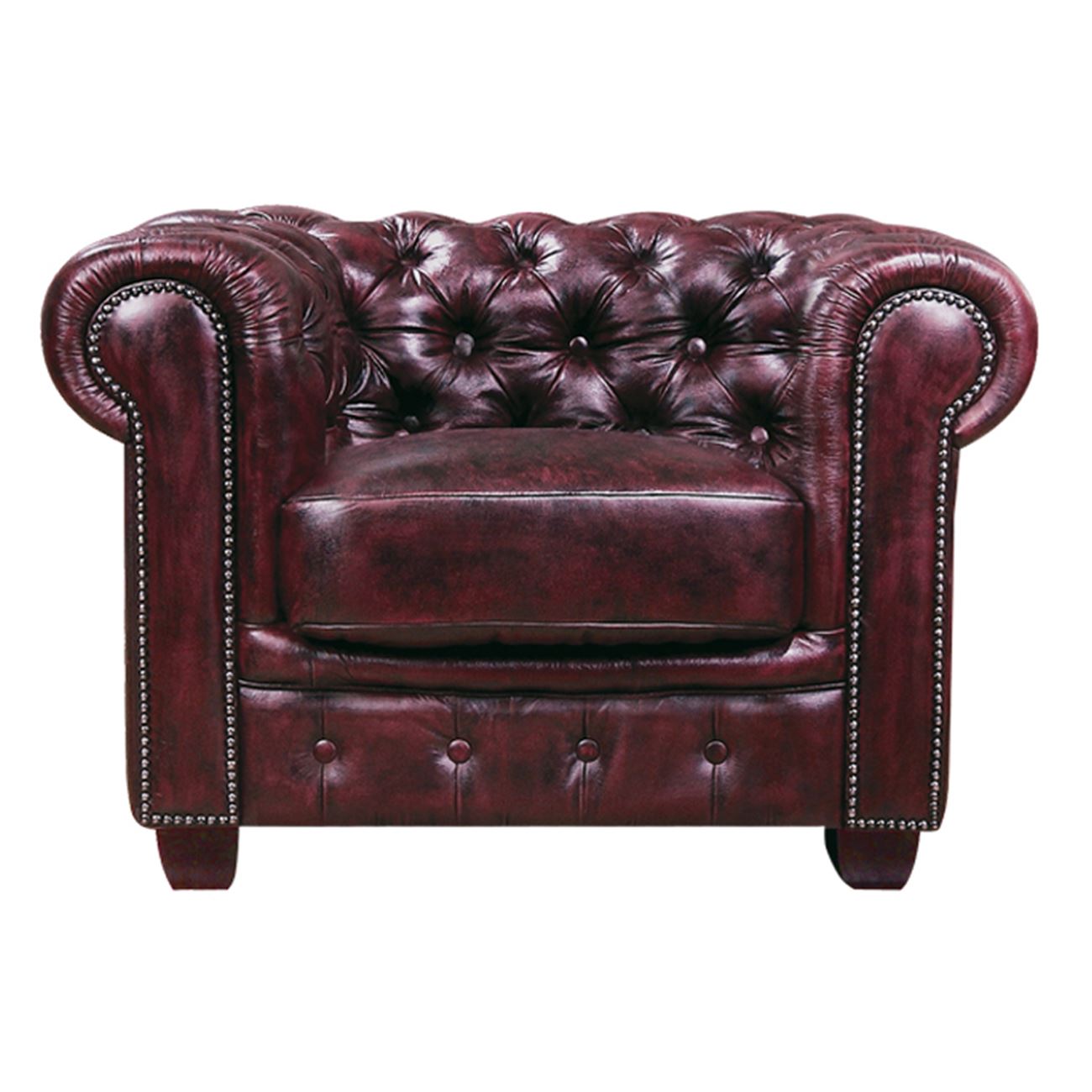 Πολυθρόνα CHESTERFIELD Birmingham, Δέρμα Antique Red103x92x72cm