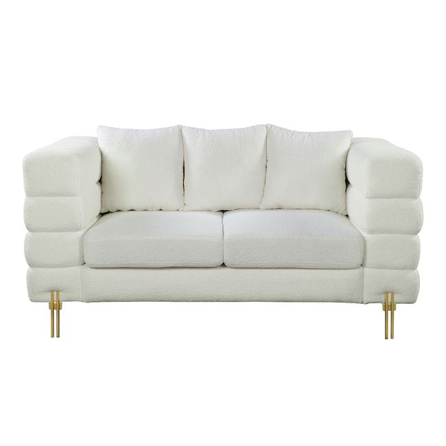 Καναπές MORRIS 2Θέσιος, Ύφασμα Teddy Άσπρο 160x84x76cm