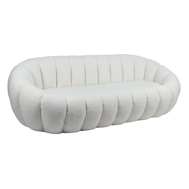 Καναπές BEVERLY 3θ , Teddy Ύφασμα Άσπρο 199x96x62cm