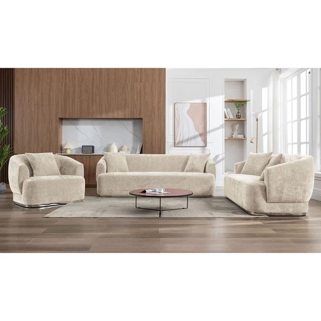 Set Σαλόνι CARACAS -2Θέσιος-3Θέσιος, Ύφασμα Μπεζ 110x98/193x98/232x98 x H80cm