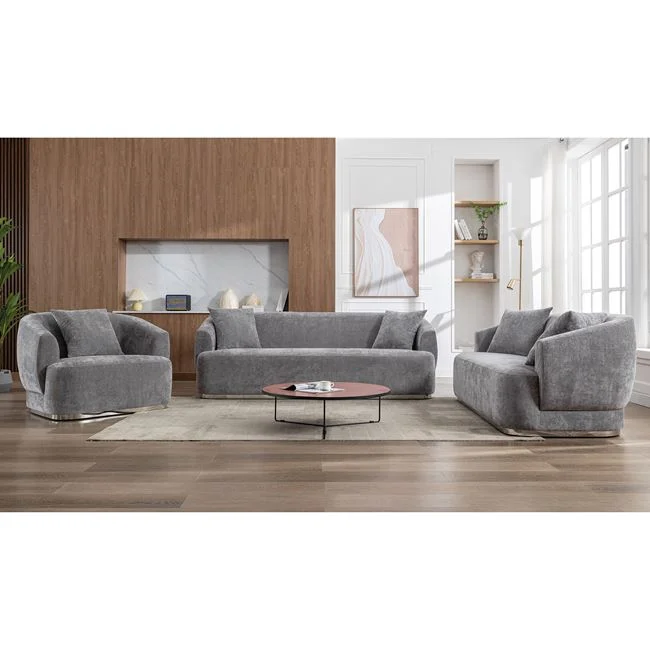Set Σαλόνι CARACAS -2Θέσιος-3Θέσιος, Ύφασμα Γκρι 110x98/193x98/232x98 x H80cm