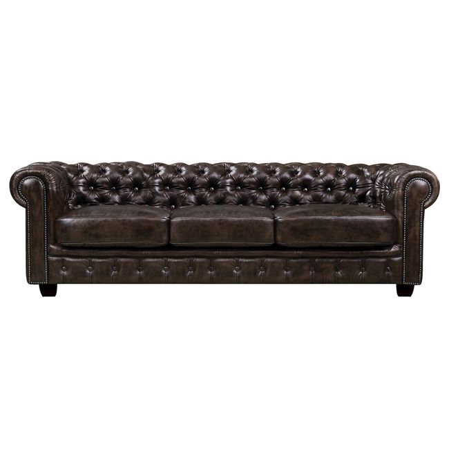 Καναπές CHESTERFIELD Birmingham 4Θέσιος,Δέρμα Απόχρωση Καφέ,241x92x74cm