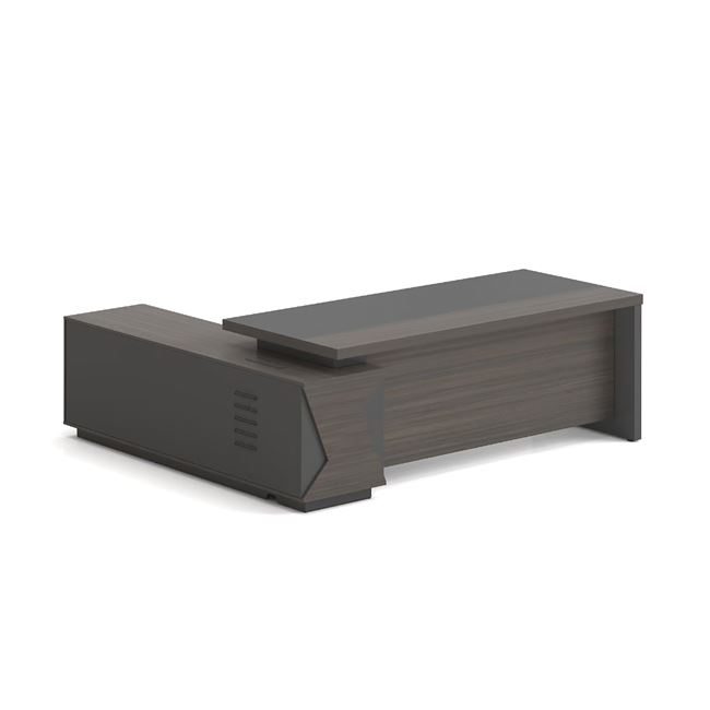 Γραφείο VIP Δεξιά Γωνία, Απόχρωση Grey Walnut 180x90x75/180x50x62 cm