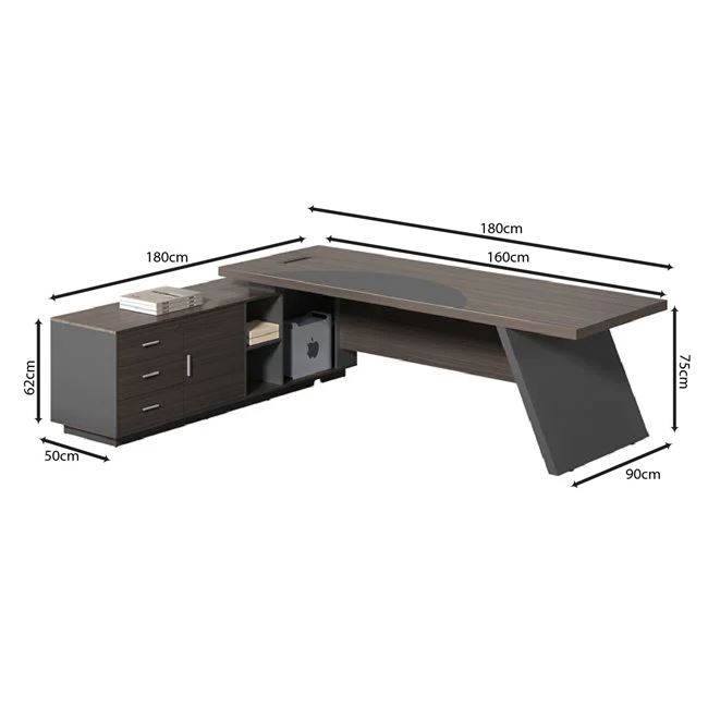 Γραφείο MASTER Αριστερή Γωνία, Απόχρωση Grey Walnut 180x90x75/180x50x62cm - Image 3